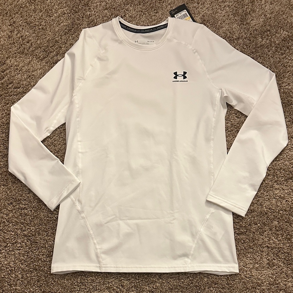 Under Armour Men's Long Sleeve-cold gear-White-NWT-size Med